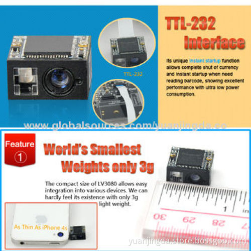 1D 2D OEM Smallest 2D Barcode Scanner PDF417, Best Choice for Smartphone and PDA